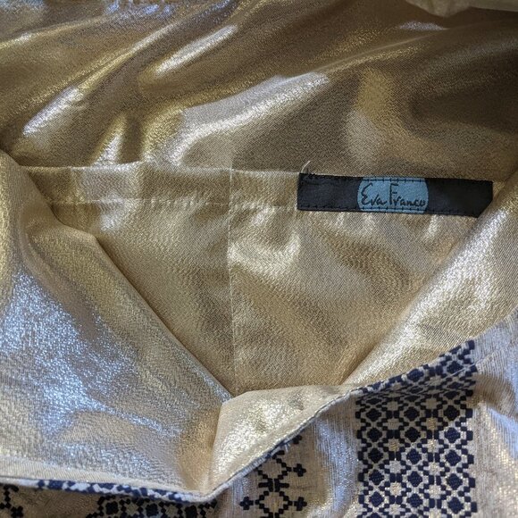 Eva Franco Gold Stripe Denim Oversized Tote Bag - Picture 6 of 6